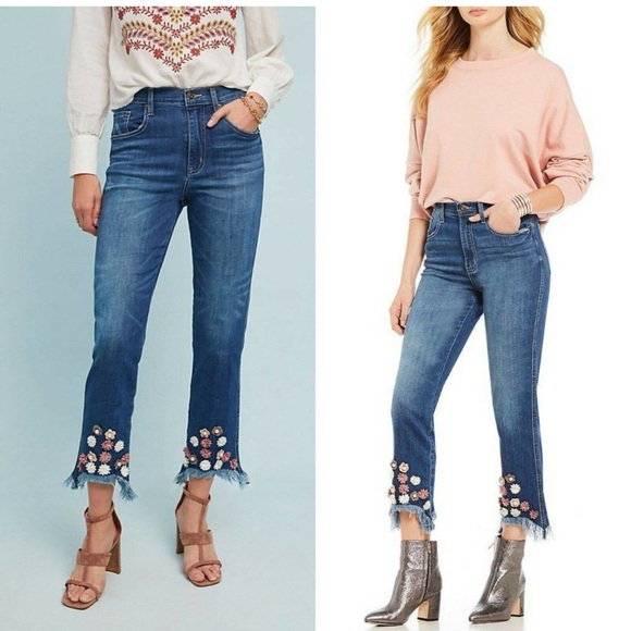 NWOT Ella Moss Floral Embroidered Ankle Jean Size 32 - Picture 1 of 15